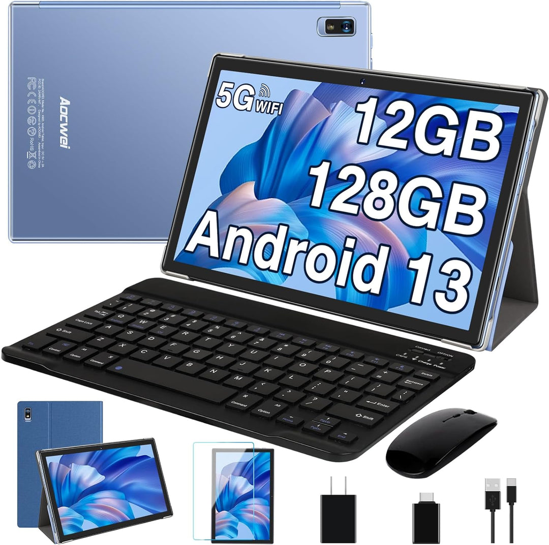 Android 13 Tablet with Keyboard, 2024 Newest 10.1 Inch 2-in-1 Tablet, 8GB  RAM+128GB ROM Tablets PC, 1.8Ghz Quad-Core, 8MP Camera, 6000mAh Battery